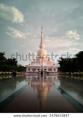 Phra that Nadun reflected picture in  Mahasarakham Province ,Thailand. 