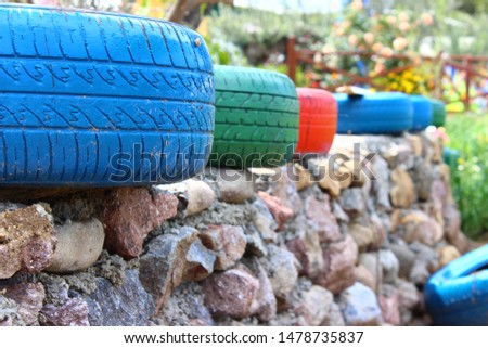 car wheels and wall in different colors
