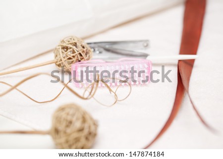 Accessories in a nail studio used during a manicure treatment to beautify nails