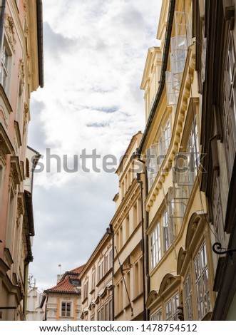 Rainy autumn in Prague, beautiful old houses, the Czech Republic is a country in Central Europe