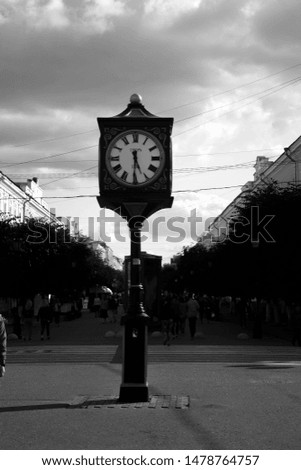 Clock on the street in the city