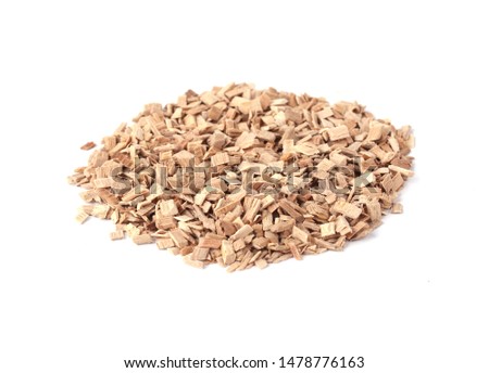 beech wood chips for smoking on a white background