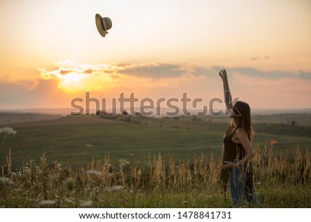Girl and sunset . Ukraine