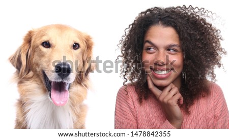Portrait of a beautiful woman loving her dog