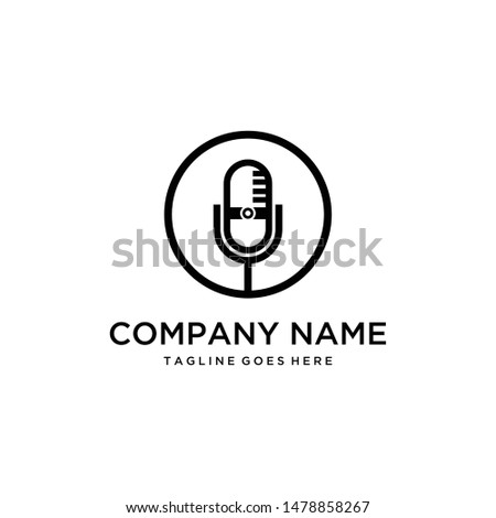 Illustration Creative modern microphone sign logo design with circle sign.