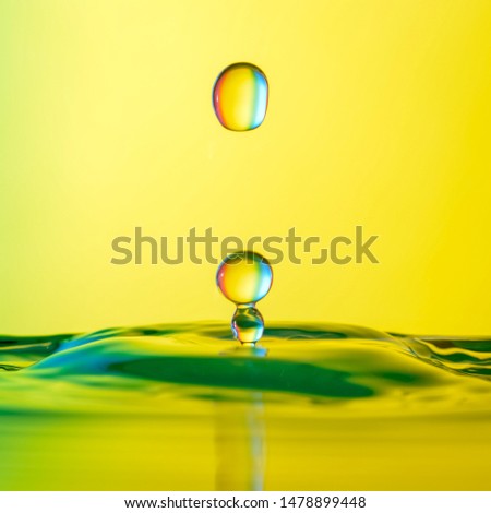abstract background of yellow water drops falling down. beautiful images for wallpaper