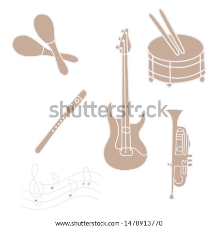 Vector illustration musical instrumentsю All tools are made in one color.