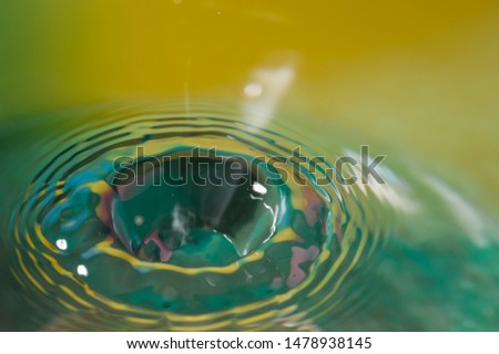 abstract background of green and yellowish water drops falling down effect. beautiful images for wallpaper