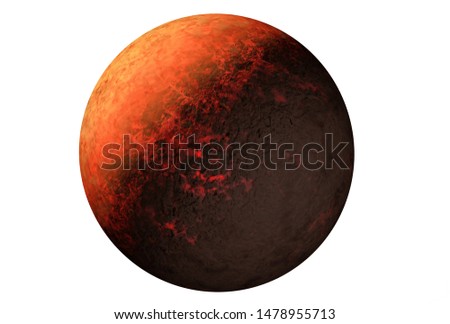 The planet Mercury, with the sunlight, isolated on a white background.. Elements of this image were furnished by NASA