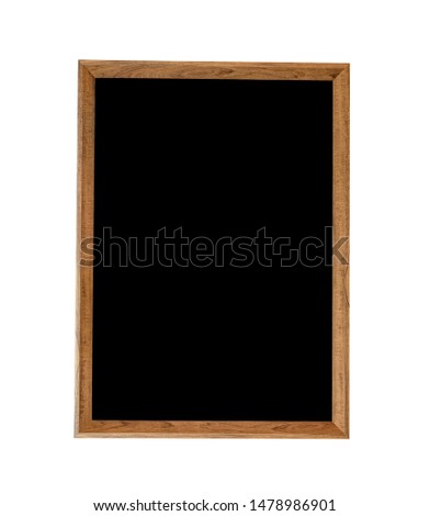 Black picture in wooden square frame isolated on white background.have space for put text and picture.