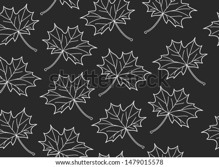 Autumn hand drawn vector leaves, seamless pattern