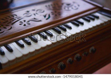 close up vintage wood organ.