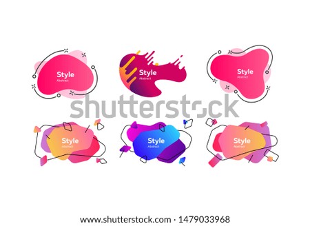 Set of flowing liquid elements in bright colors. Gradient banners with flowing liquid shapes. Template for design of logo, flyer or presentation. Vector illustration