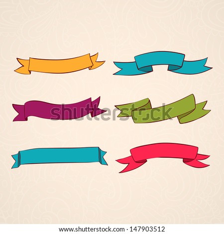 Set of vector cartoons vintage ribbons