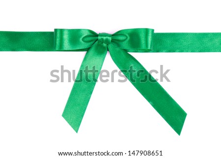 Green bow with a ribbon isolated on a white backgrounds