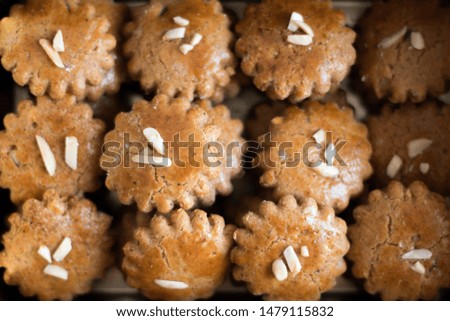 Close up picture of delicious homemade Christmas gingerbread
