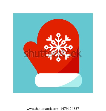 Flat mitten icon. Christmas and winter theme. 