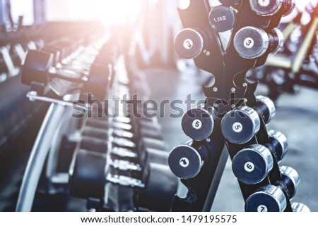Stack of dumbbells in a gym