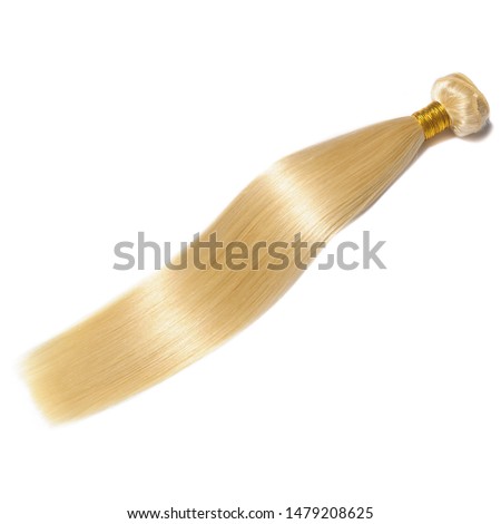 straight bleached blonde human hair weaves extensions bundles Royalty-Free Stock Photo #1479208625