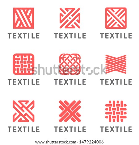 Set of vector logo design for shop knitting, textile Royalty-Free Stock Photo #1479224006
