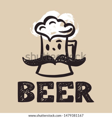 Beer logo hand drawn lettering composition and clipart element for logos, posters, templates, postcard, banner, etc. Print on cup, bag, shirt, package, balloon. Poster EPS 10. 