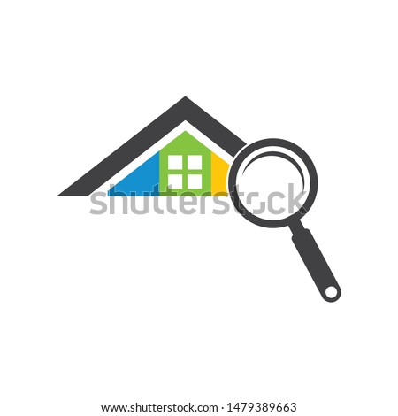house and magnifier vector illustration design template