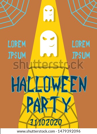 Set of Flyers for a night party in the style of Helloween. Vector face on modern colourful background for cover, banner, brochure, poster, presentations. Vector illustration