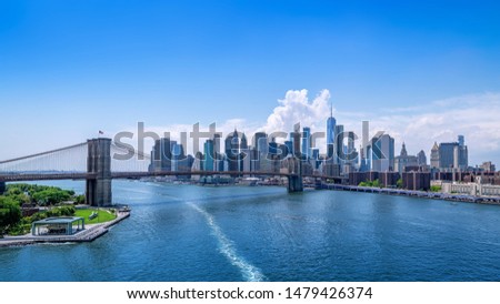 panoramic view at the skyline of new york on a sunny day