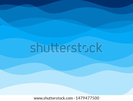Vector blue water wave layer shape zigzag pattern concept abstract background flat design style illustration.