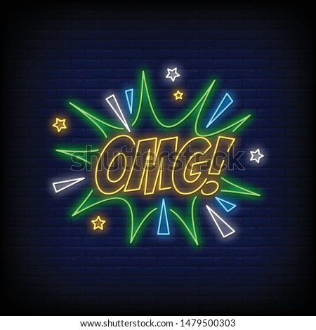 Modern Bubble speech for onomatopoeia and comic book. OMG neon signs text vector. greeting card, posters, light banner, invitation card, flyer