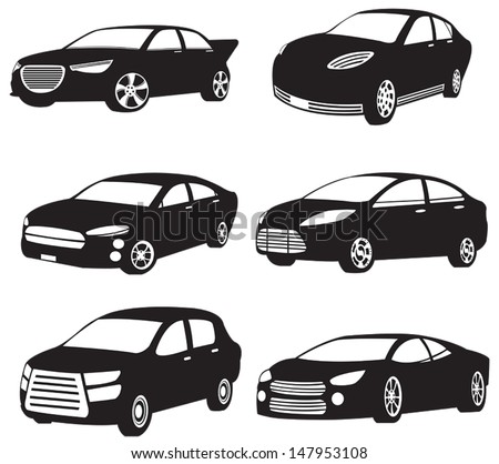 Sets of silhouette of my original model super car and vehicle and crv in isolated icon, create by vector.