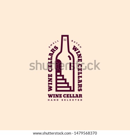 Wine cellar logo design template in linear style. Vector illustration. Royalty-Free Stock Photo #1479568370