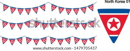 North Korea Bunting Flags Isolated on white Background. vector illustration.