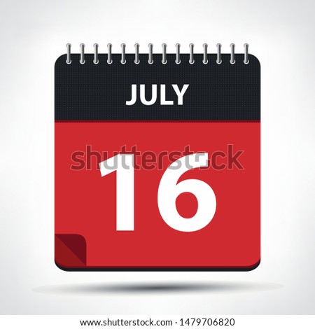 July 16 - Calendar Icon - Calendar design template - Business vector illustration.
