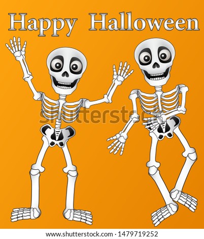 Happy Halloween and skeleton graphic vectr