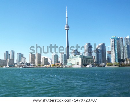 Downtown Toronto Ontario Canada skyline view from Lake Ontario