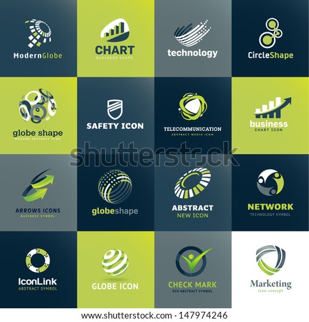 Set of icons for business and technology