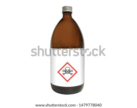 Brown glass bottles for dangerous chemicals, poison icon, insecticides, herbicide, on a white background.