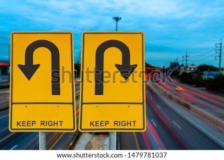 U-turn traffic sign,  Separated from the background clipping part