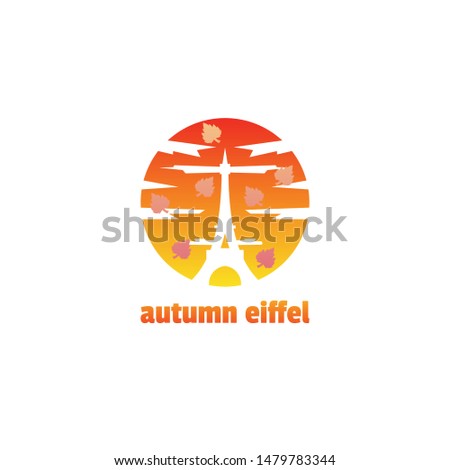 eiffel tower logo in gradation design and sunset in the autumn