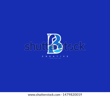Letter B Abstract Minimalist Linear Modern Blue Color Logotype