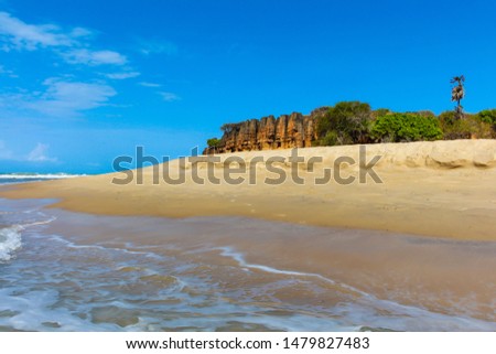 View of Tourinhos beach, the most famous beach in São Miguel do Gostoso, Brazil Royalty-Free Stock Photo #1479827483