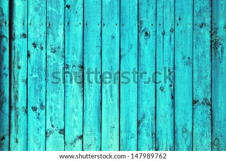 old wooden blue fence