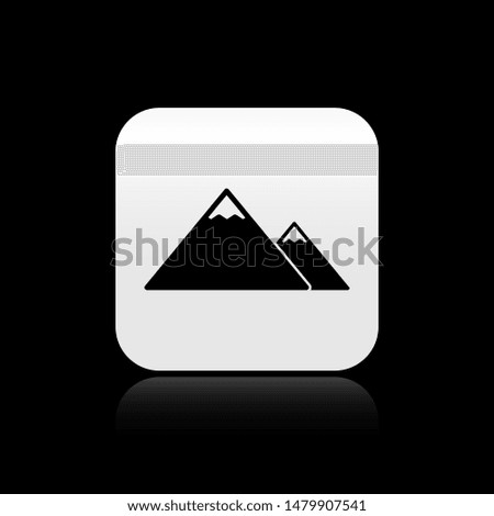 Black Mountains icon isolated on black background. Symbol of victory or success concept. square button. Vector Illustration