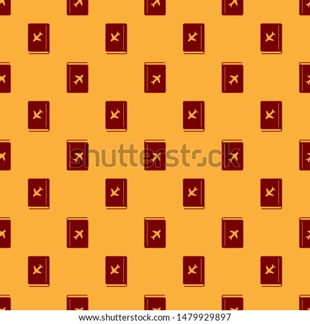 Red Cover book travel guide icon isolated seamless pattern on brown background.  Vector Illustration