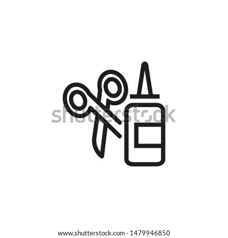 Glue and scissors vector line icon. Craft, handmade, instrument. Design concept. Vector illustration can be used for topics like hobby, handicraft, art