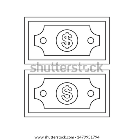Dollar bill flat icon design, vector illustration
