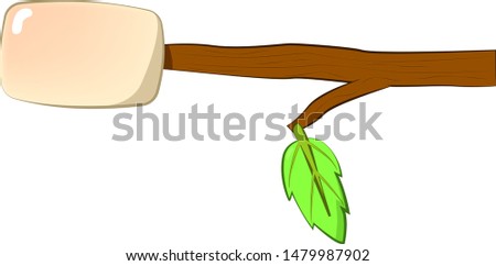 Marshmallow with a stick on a white isolated background vector. Simple illustration style clip art.