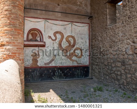 Interior of the buildings of Pompeii, destroyed by the volcano Vesuvius. Italy. 