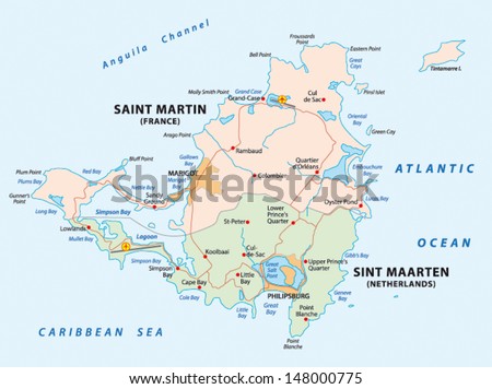 road map of Sint Maarten-Saint Martin